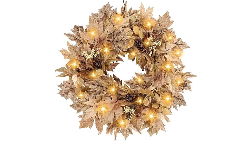 22 inch lighted fall wreath