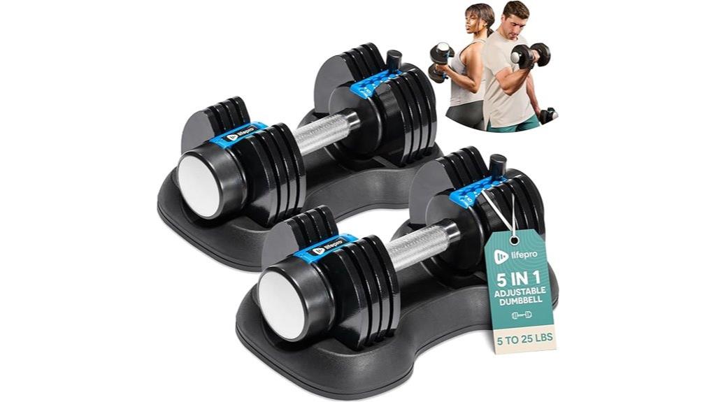 adjustable 5 in 1 dumbbell set