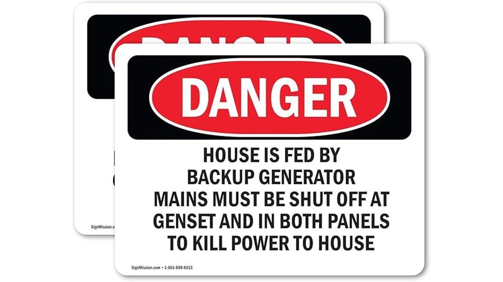 backup generator warning labels