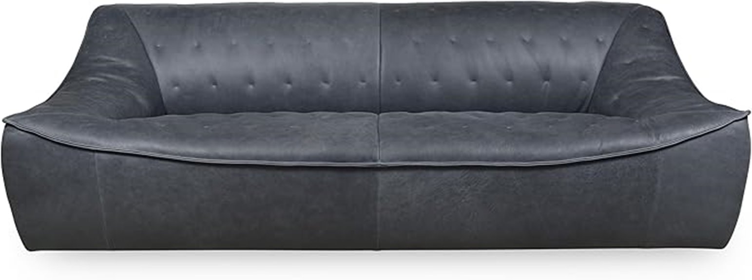 black leather tufted sofa