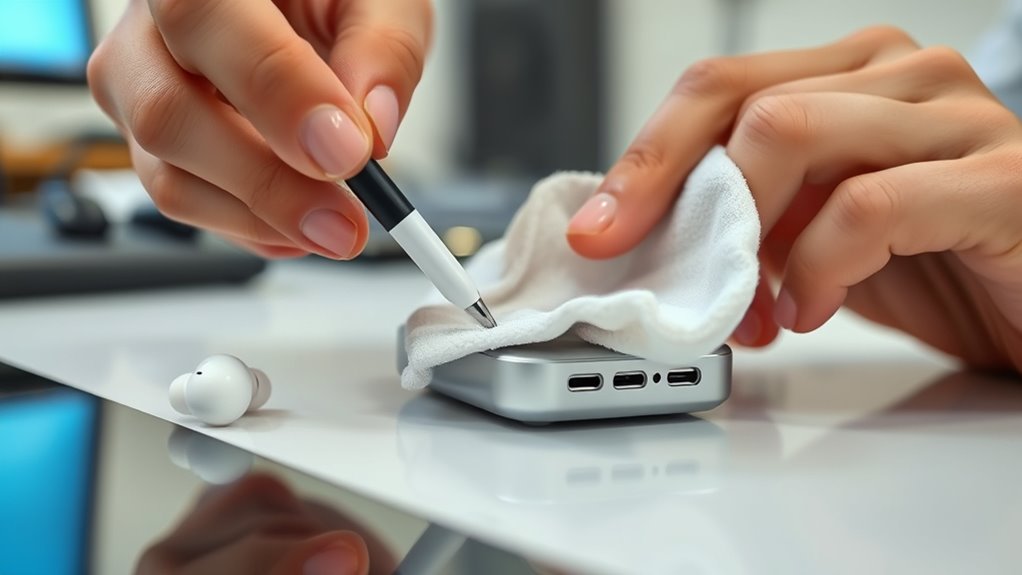 clean ports regularly gently