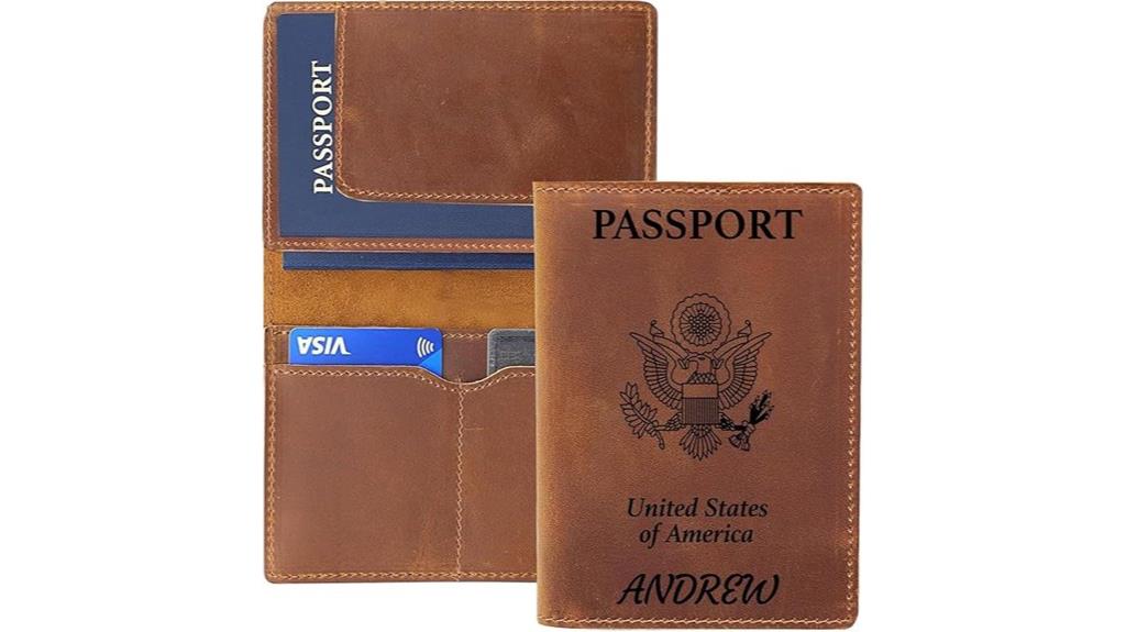 custom engraved leather passport holder