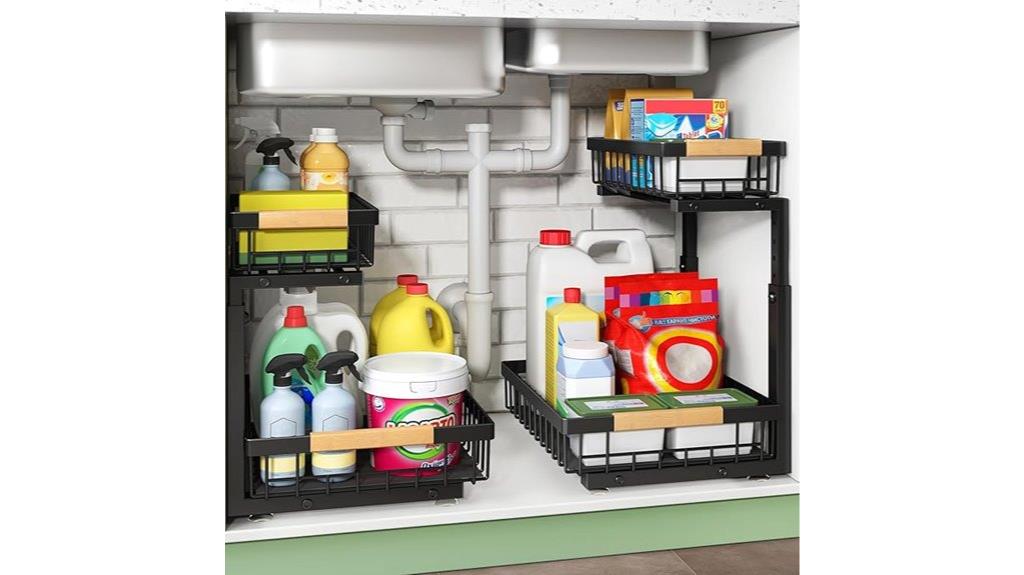 dual tier under sink organizer