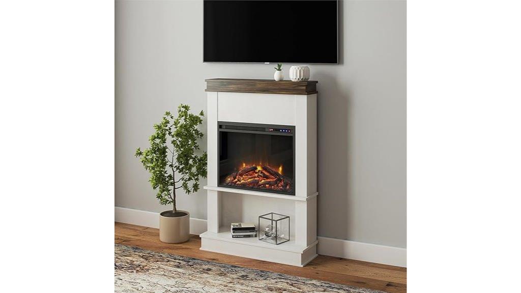 electric fireplace with shelf