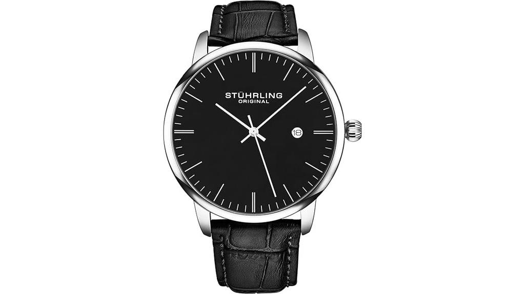 elegant black leather watch