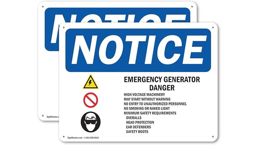 emergency generator osha sign