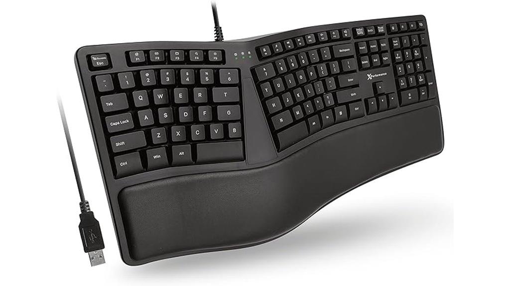 ergonomic wired keyboard with wrist rest