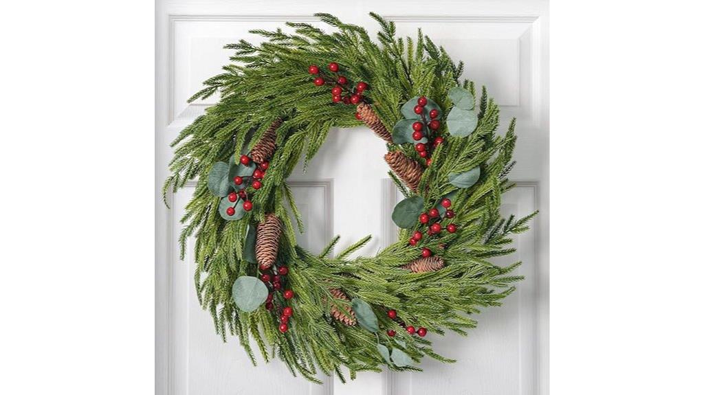festive norfolk pine wreath
