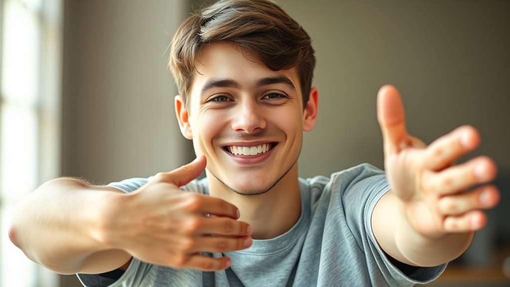 friendly hugging gesture explanation