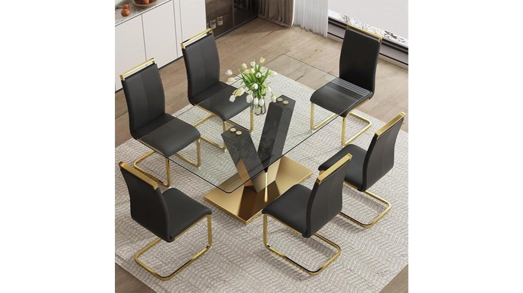 glass dining table set