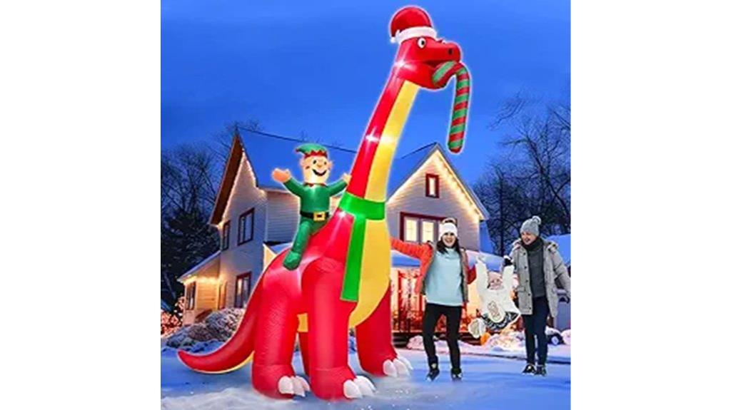 inflatable santa dinosaur decor