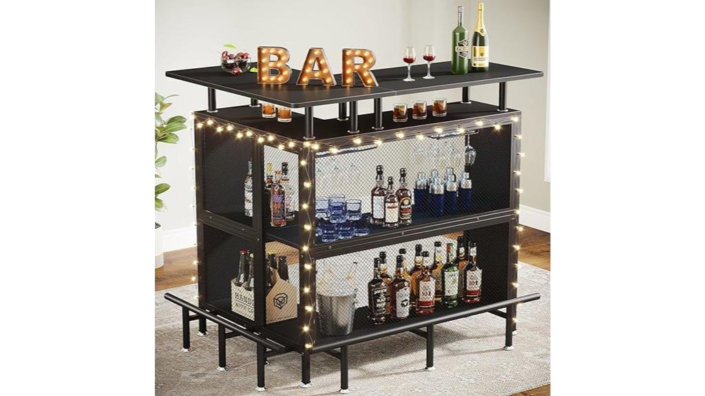 l shaped bar with shelves