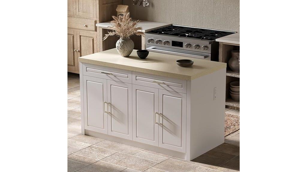 large kitchen island with charging