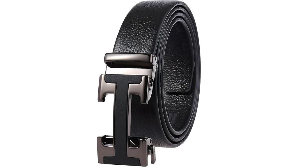 leather belt with automatic buckle