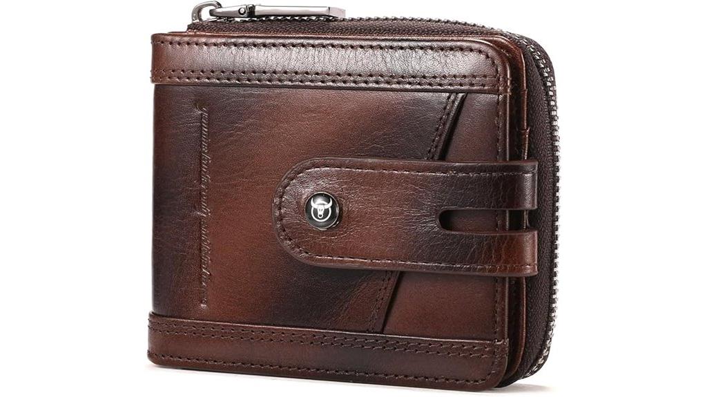 leather men s wallet with zipper