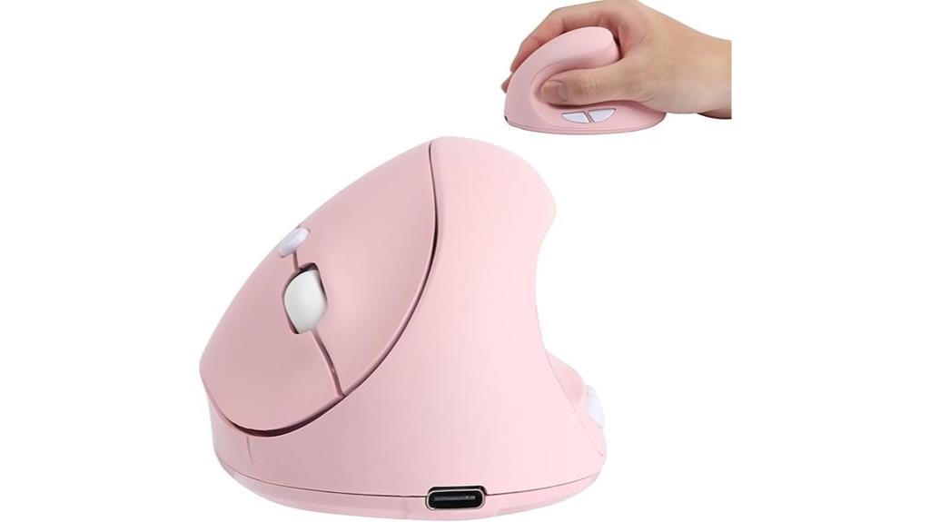 pink wireless vertical mouse