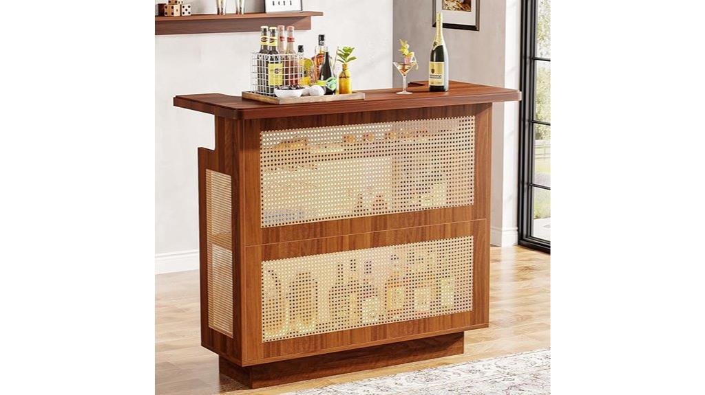 rattan bar unit shelves