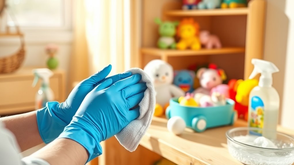 regular toy cleaning and storage