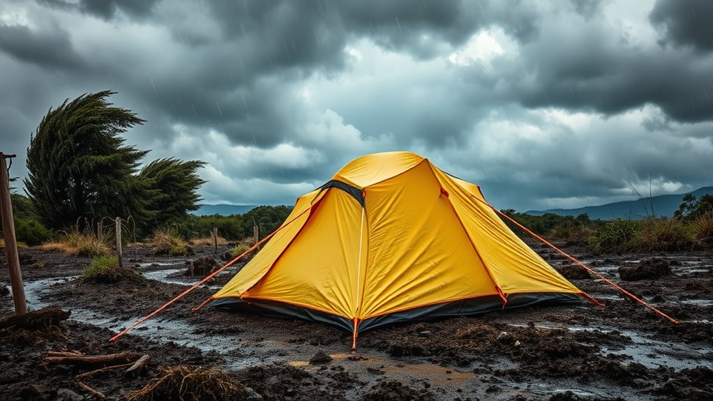 secure tent with guy lines