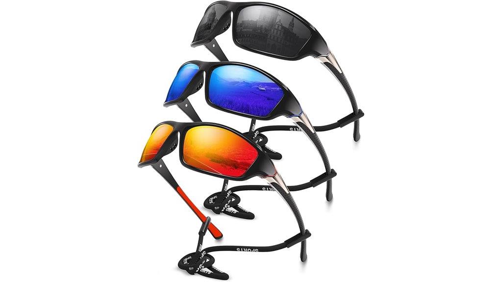 set of three polarized sports sunglasses