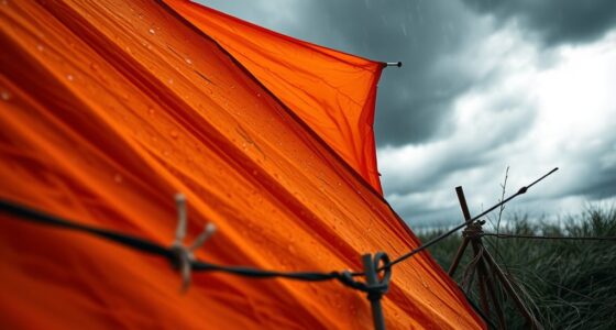 setting up tent in storm