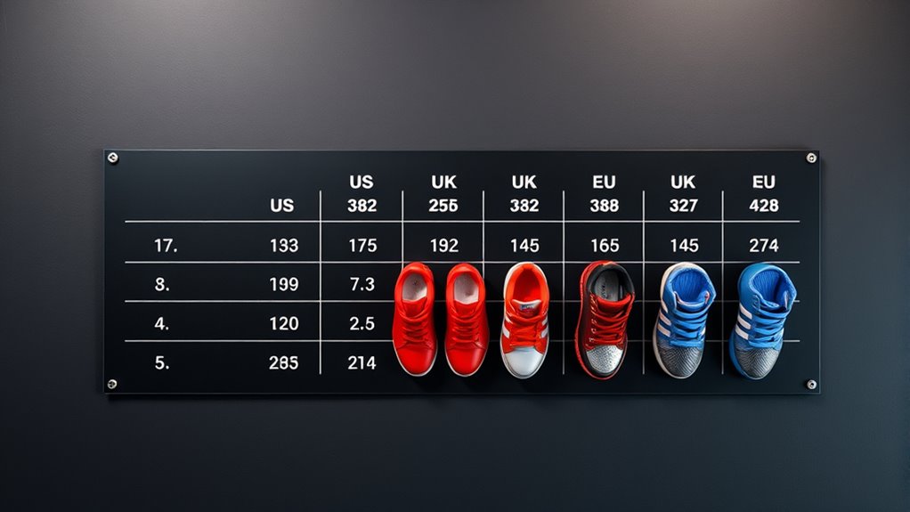 shoe size conversion charts