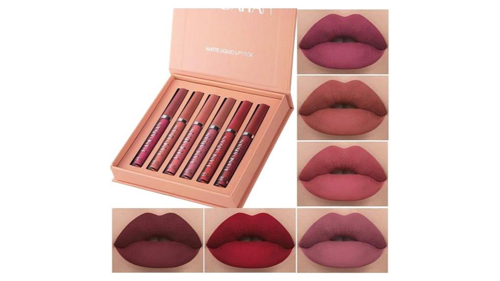 six piece matte lipstick set