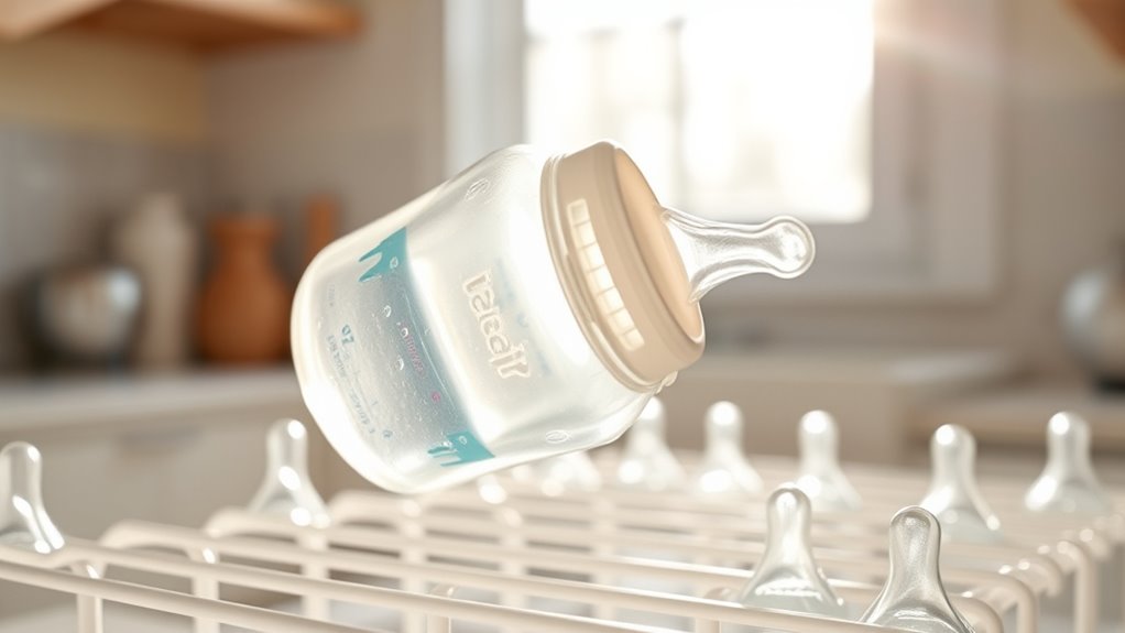 thoroughly dry bottles outdoors