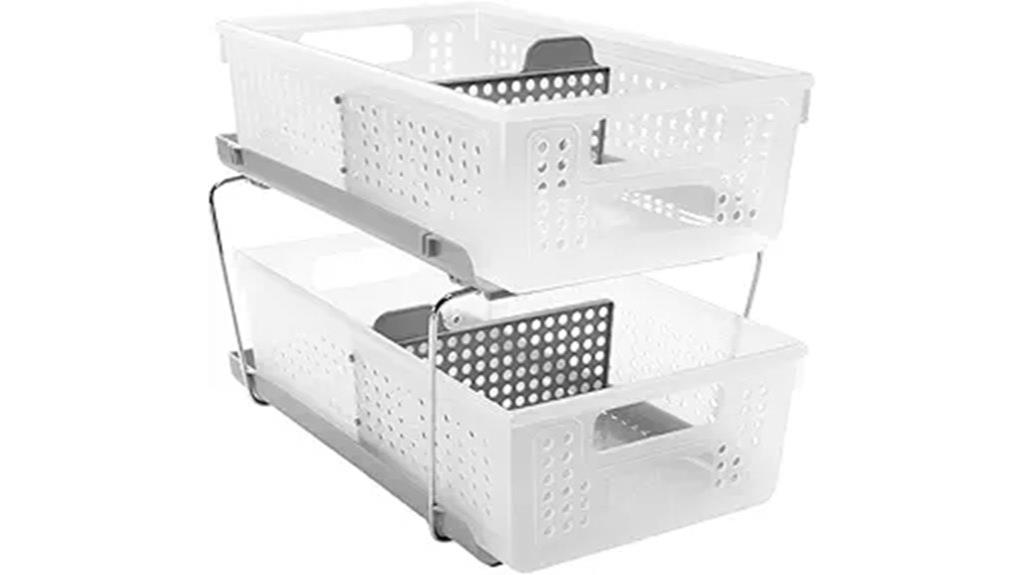 two tier organizer handles