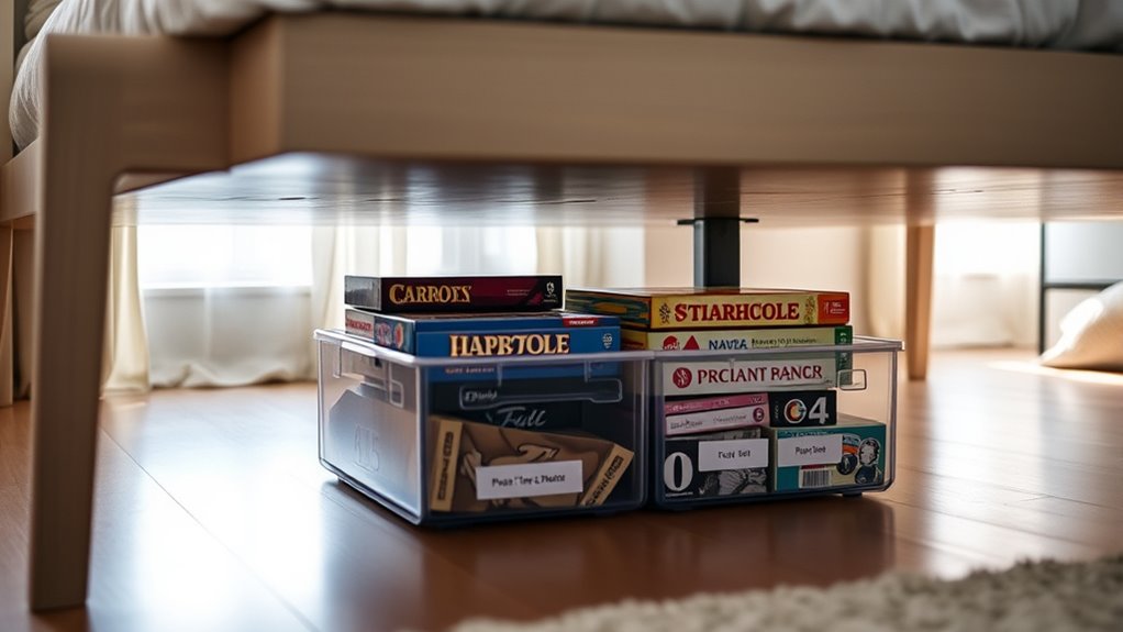 under bed organized game storage