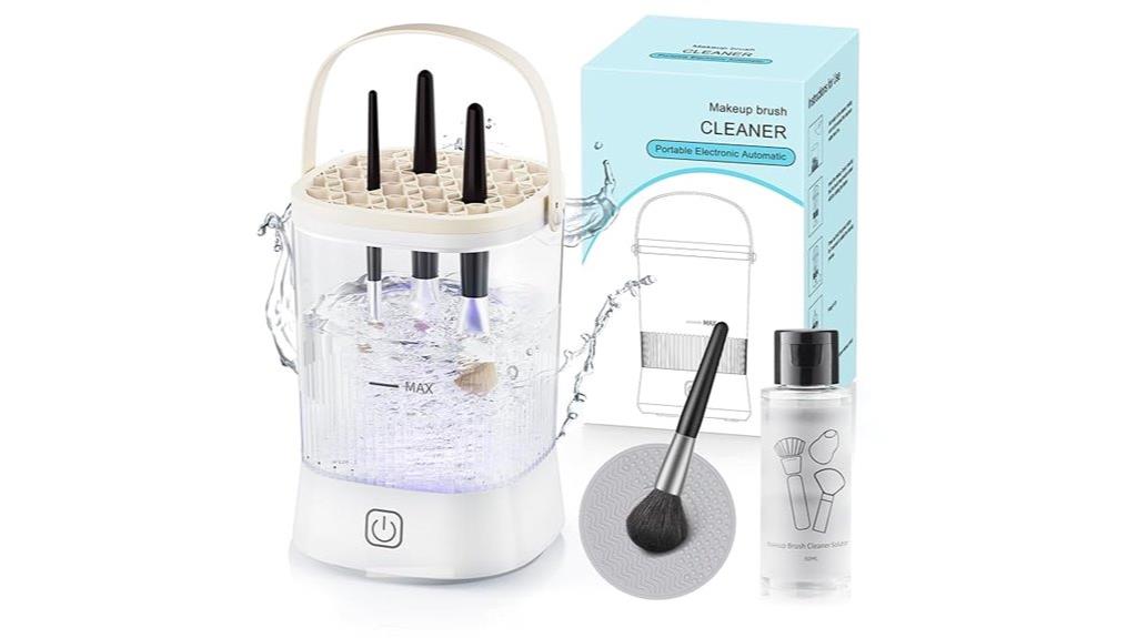 white electric makeup brush cleaner