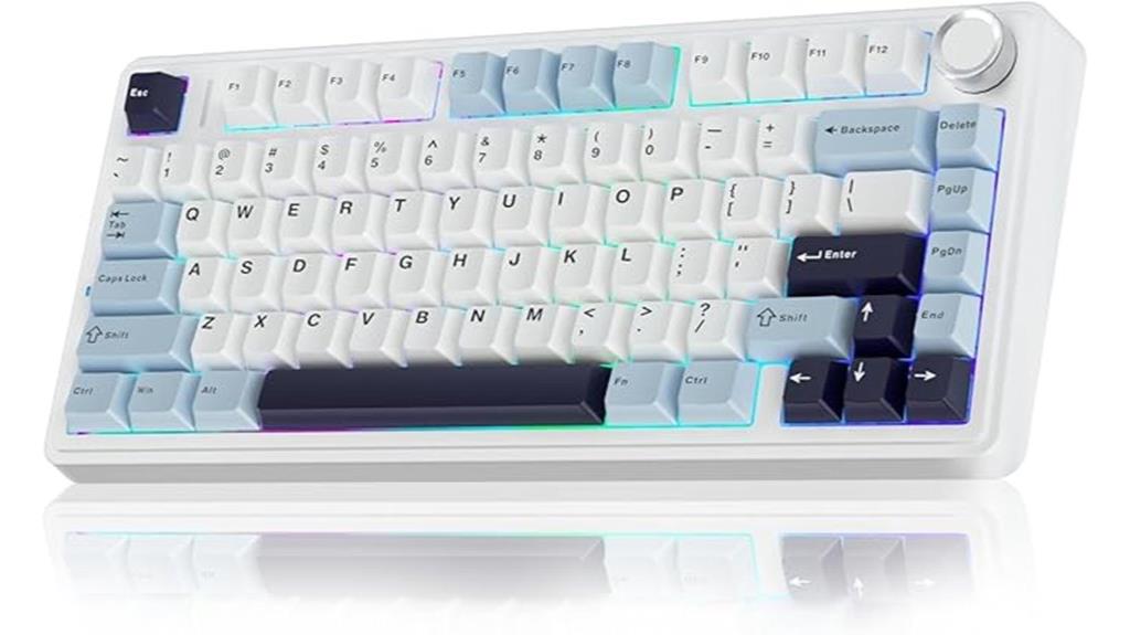 wireless white blue keyboard