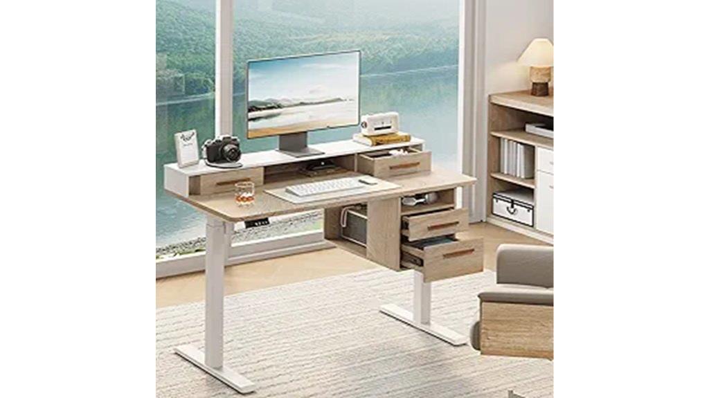 adjustable four drawer desk