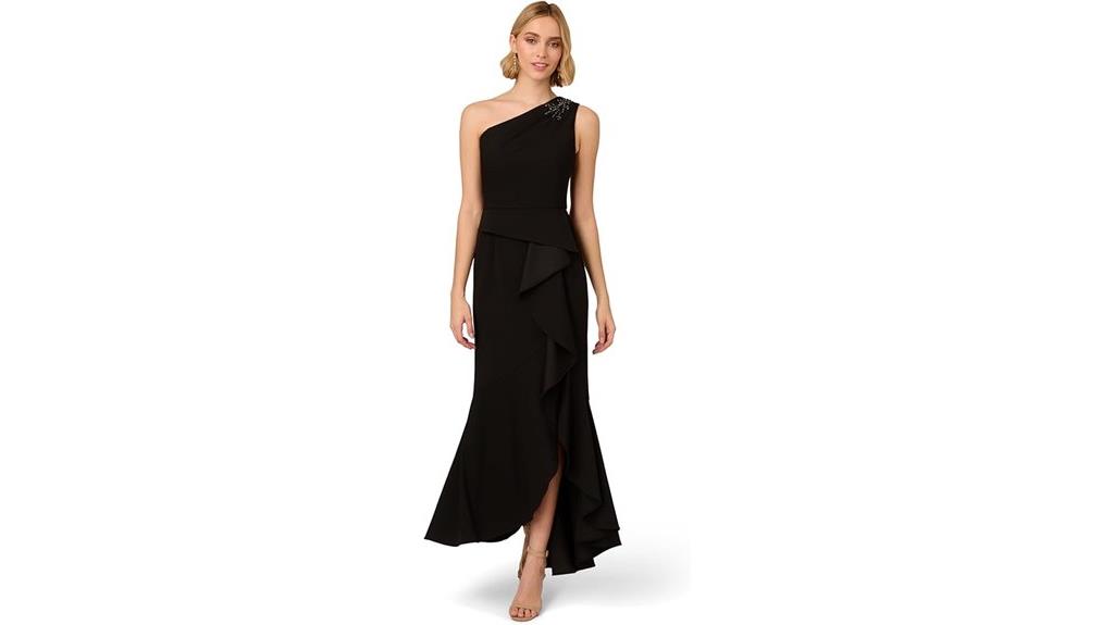 beaded knit crepe gown