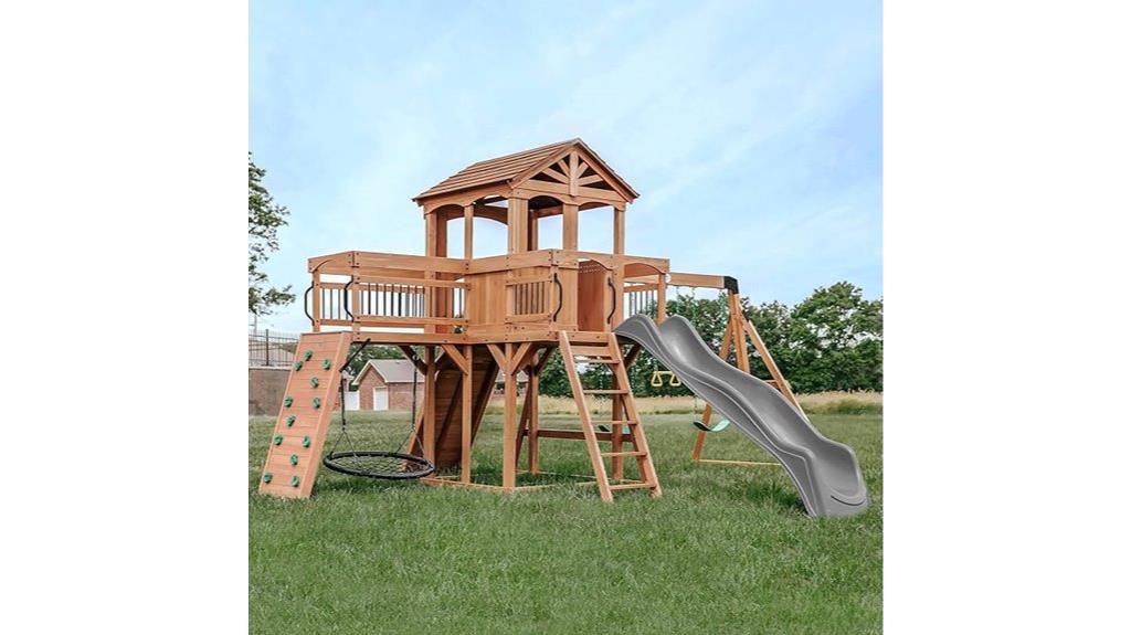cedar swing set backyard