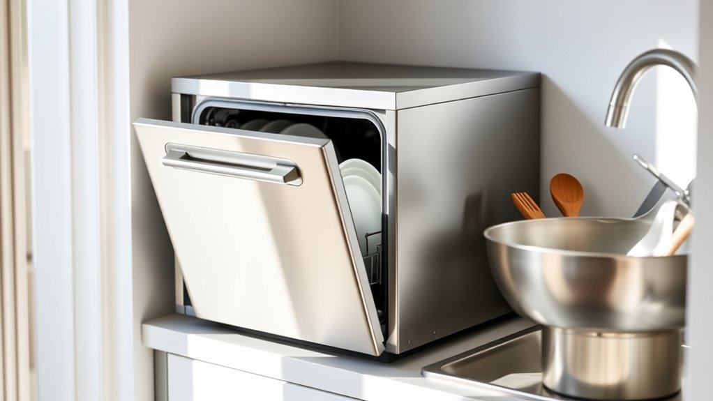 compact efficient quiet dishwasher