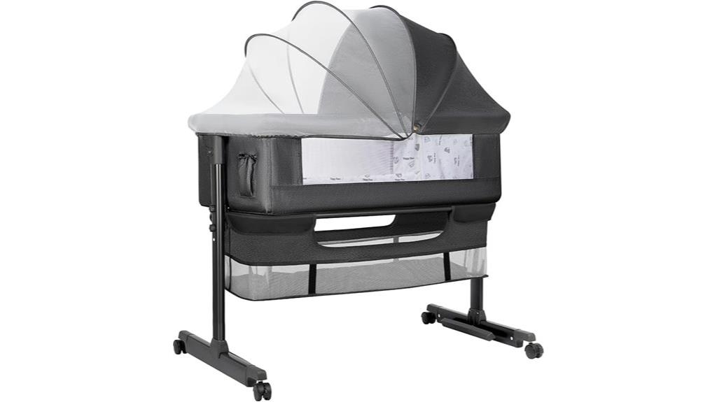 dark gray baby bedside sleeper