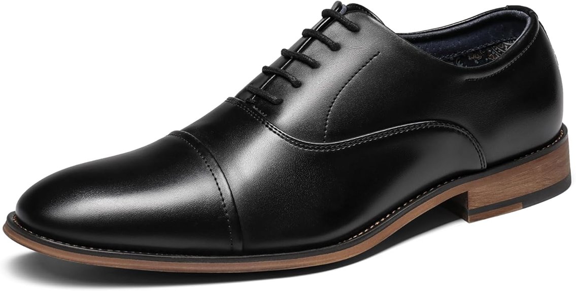 elegant leather cap toe shoes