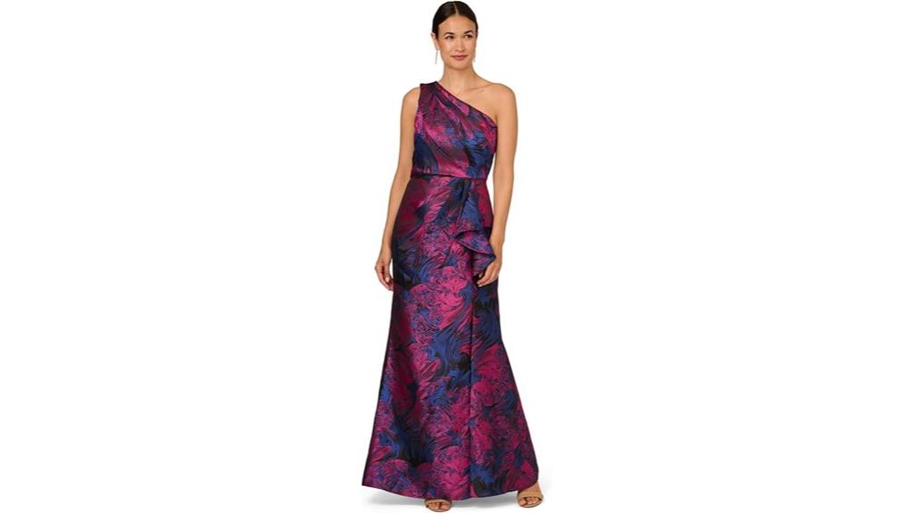 elegant one shoulder jacquard gown