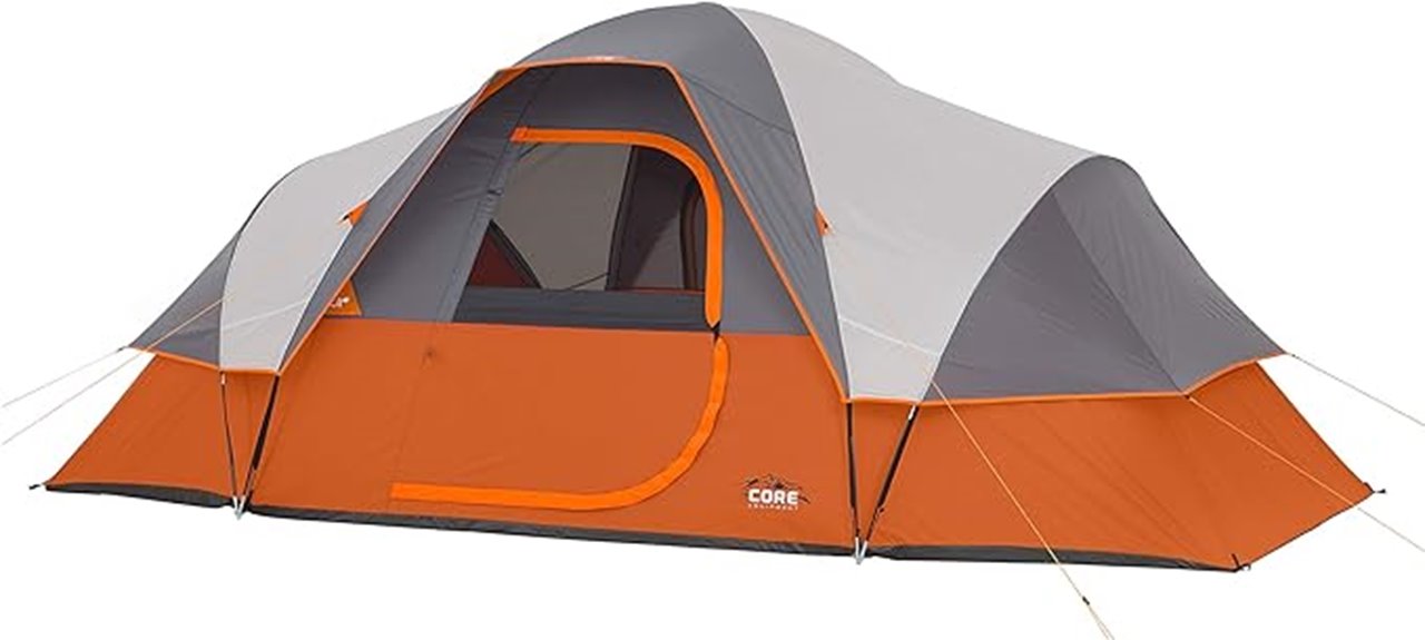 family camping tent with gear loft