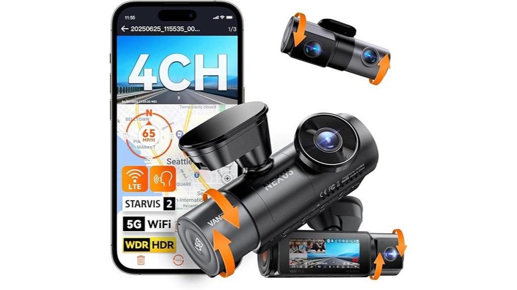 four channel 360 wifi dash cam
