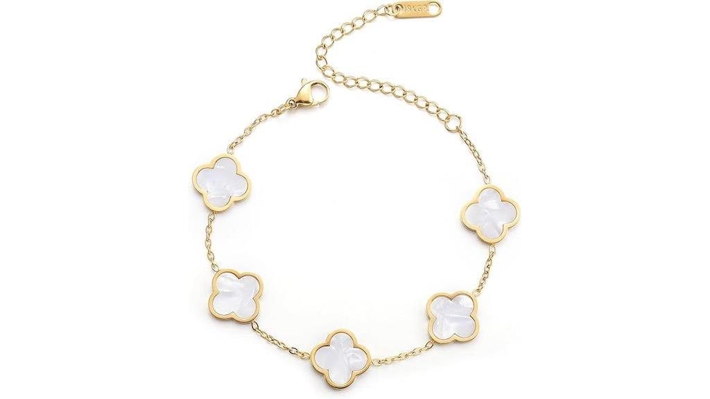 gold clover lucky bracelet