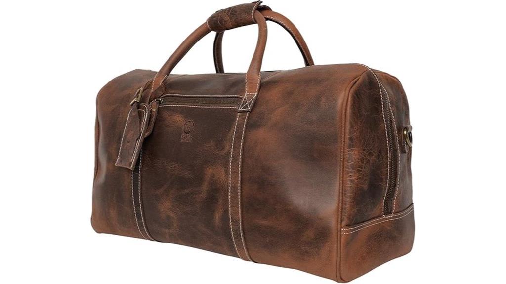 handmade rustic leather duffel
