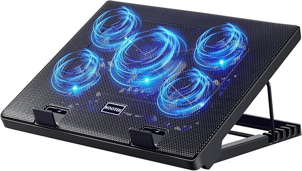 laptop cooling pad with five fans