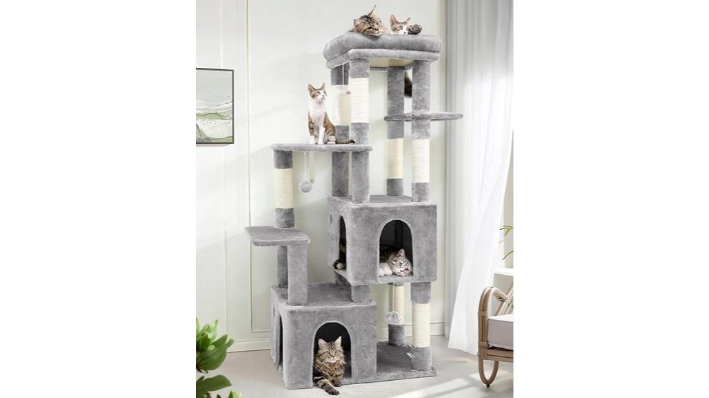large light grey cat tower