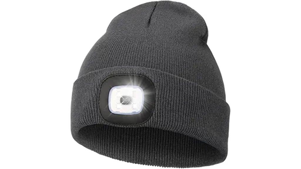 led beanie with rechargeable light