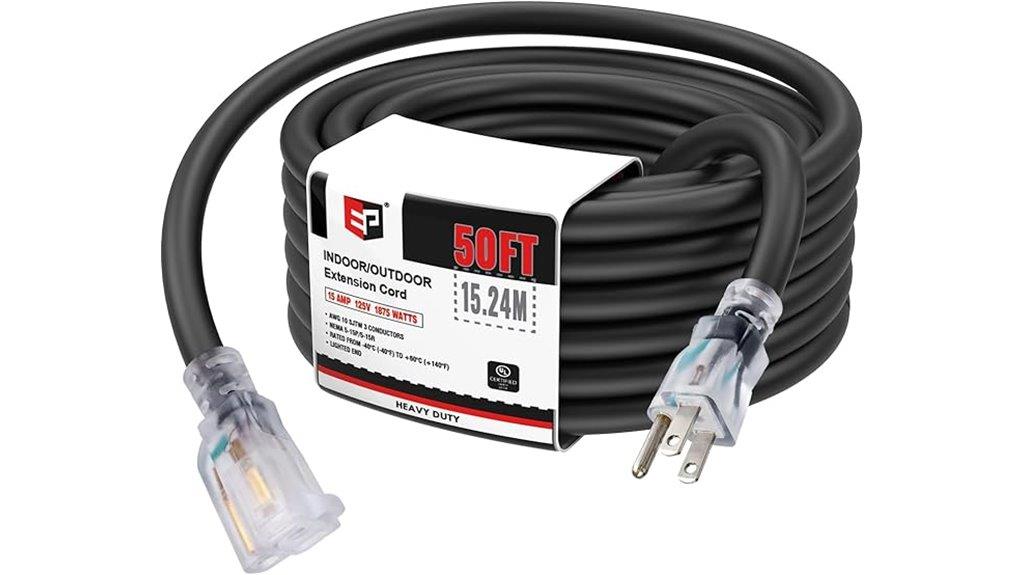 lighted 50 ft outdoor cord