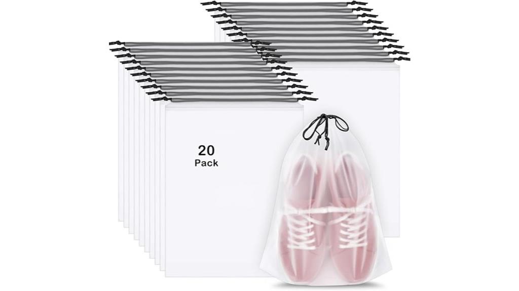 pack of twenty transparent shoe bags