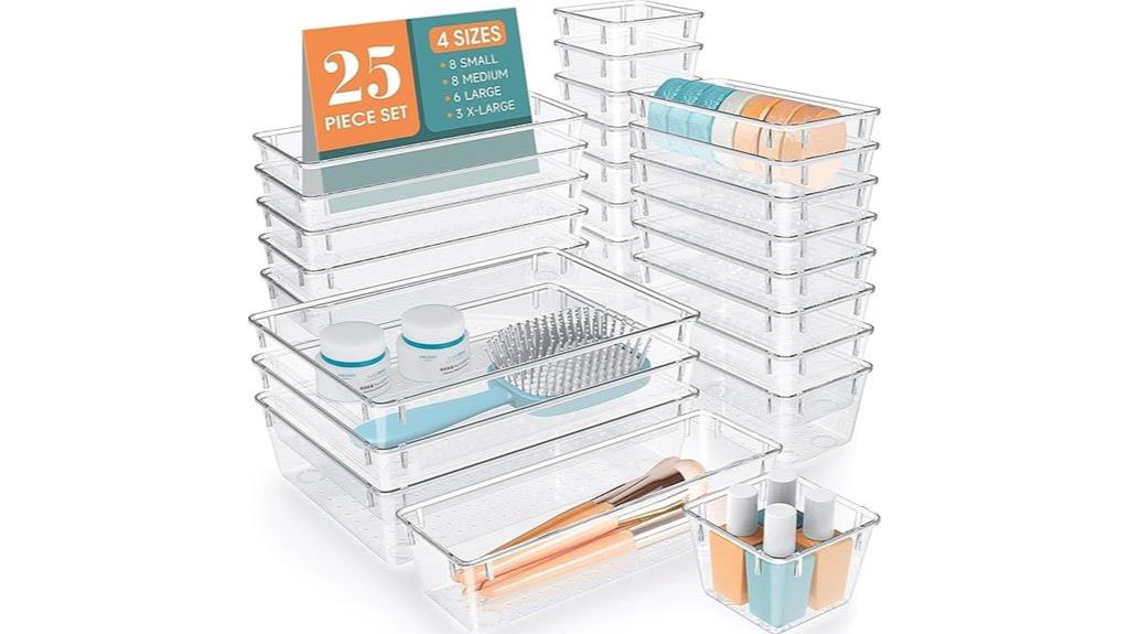 set of 25 clear organizers
