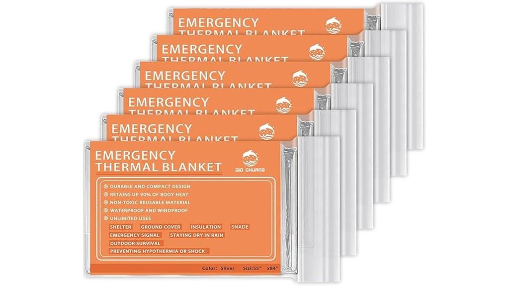 six pack thermal emergency blankets